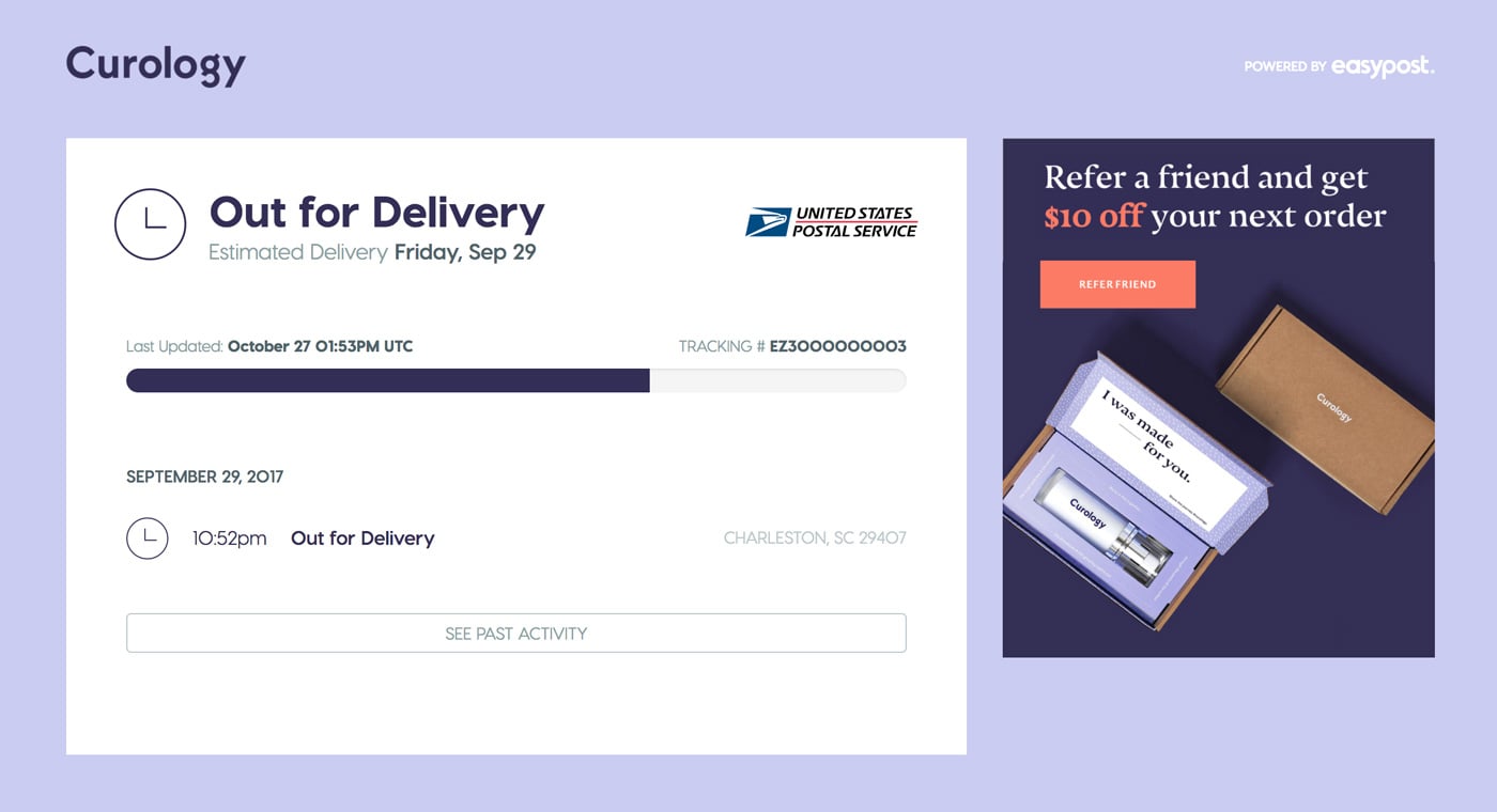 EasyPost branded tracking page