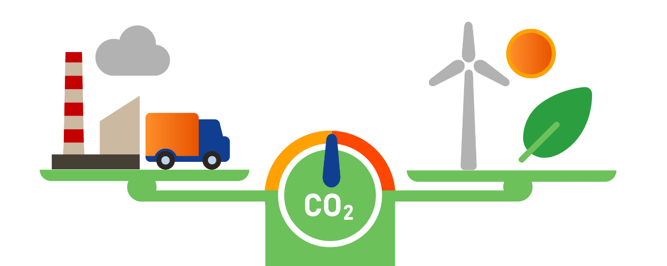 Carbon offset shipping and carbon neutral illustration
