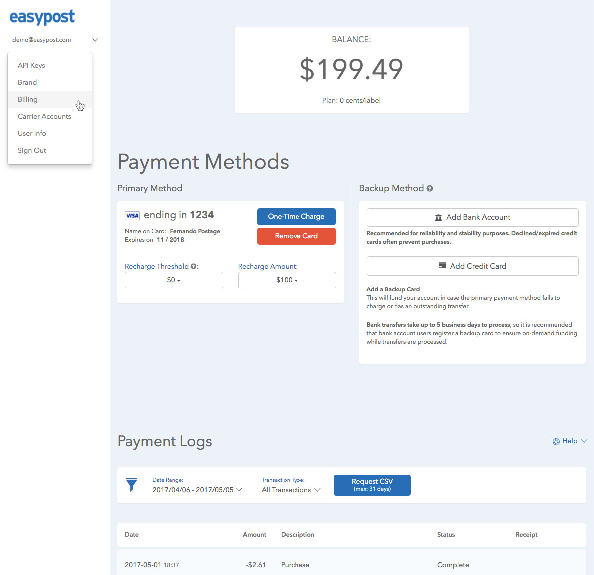 Billing Page