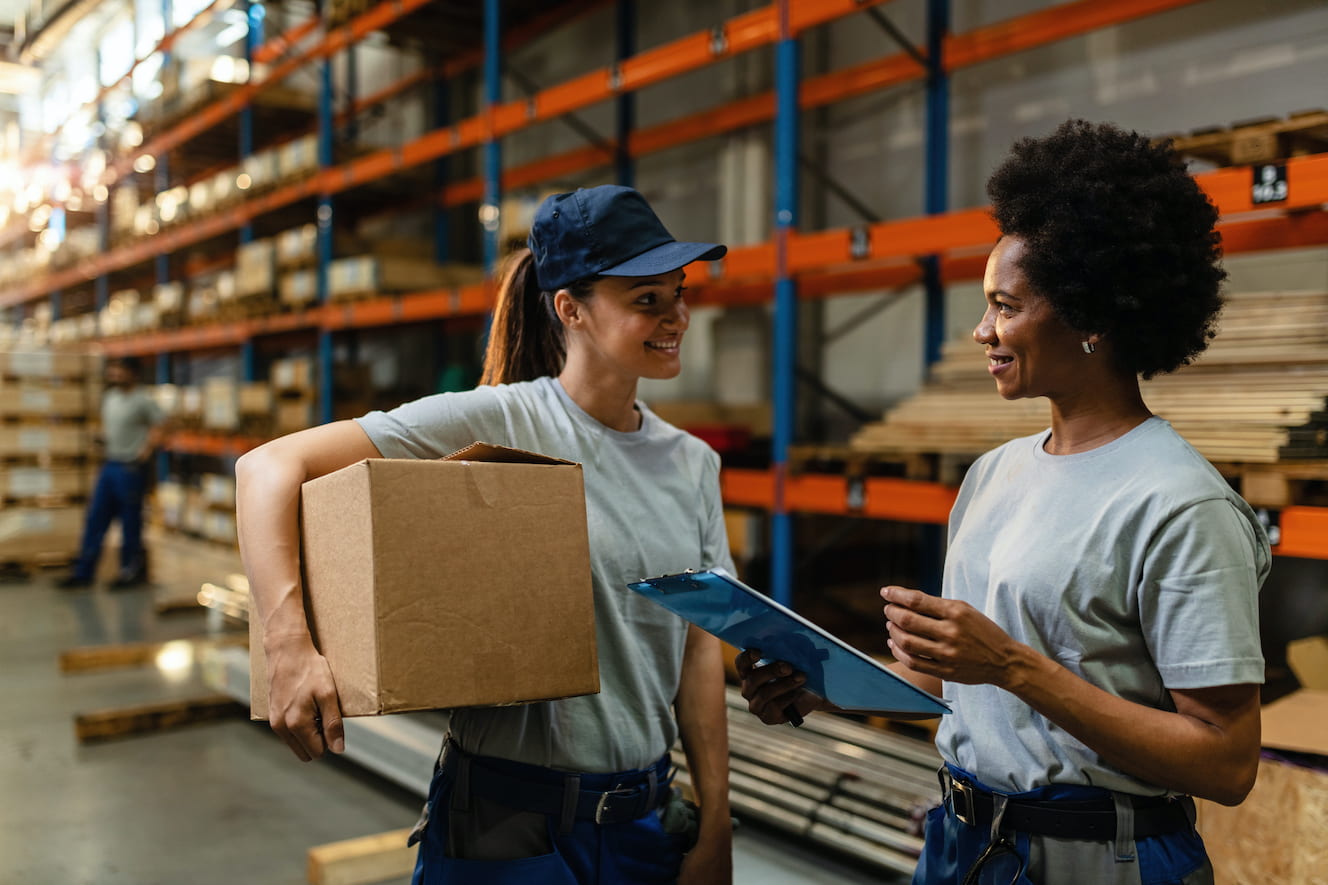 Workers in a distribution warehouse