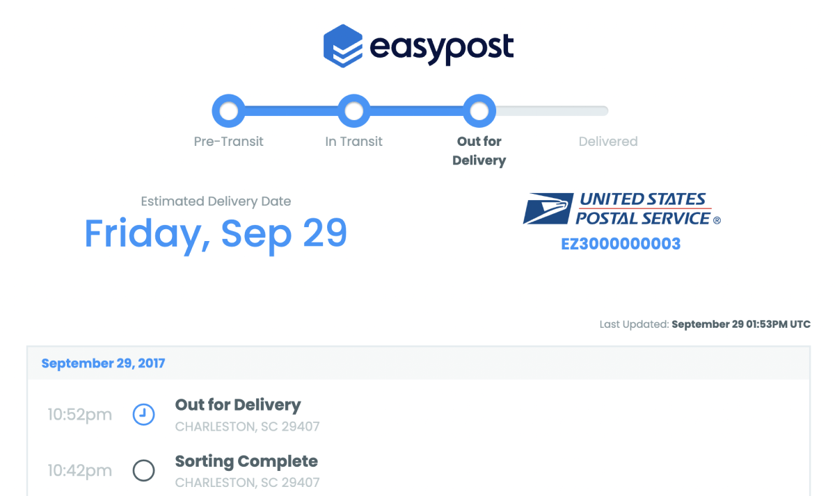 EasyPost Tracking Page