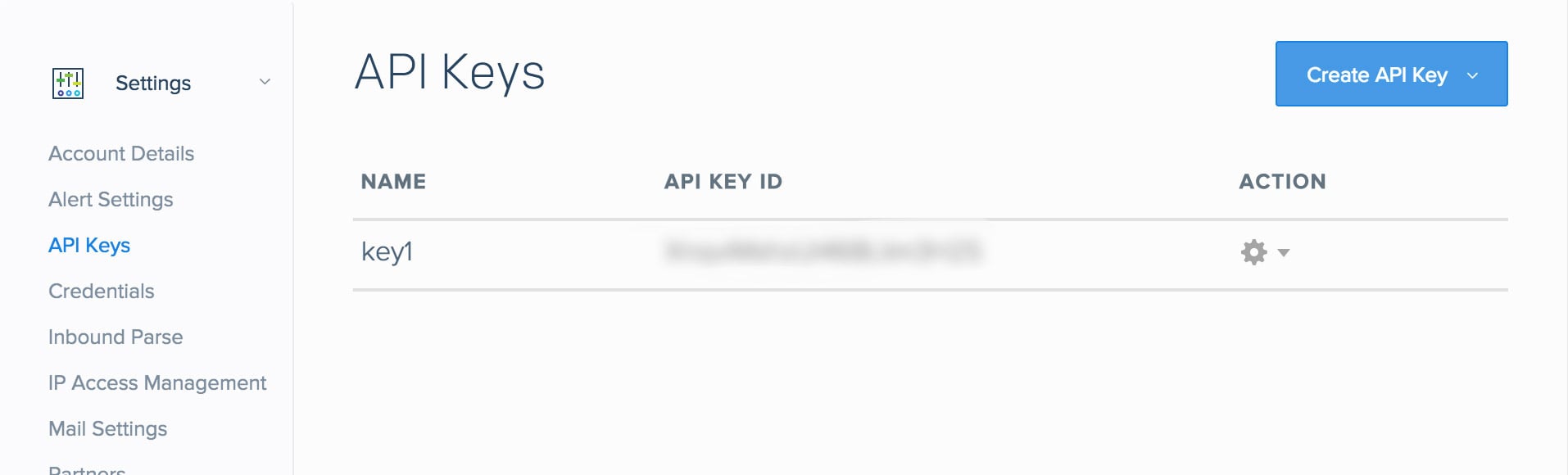 SendGrid API Keys Page