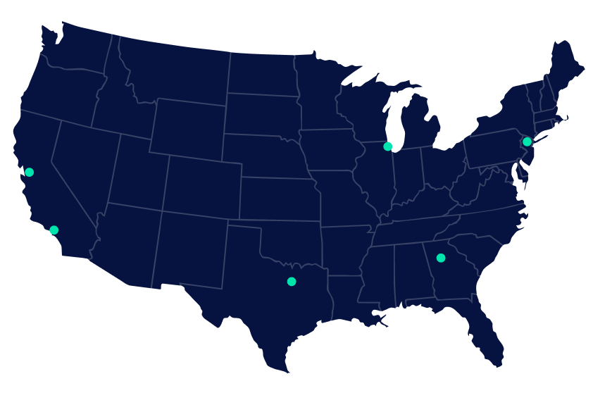 Map indicating Flexport Parcel coverage area