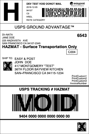 USPS HazMat Label