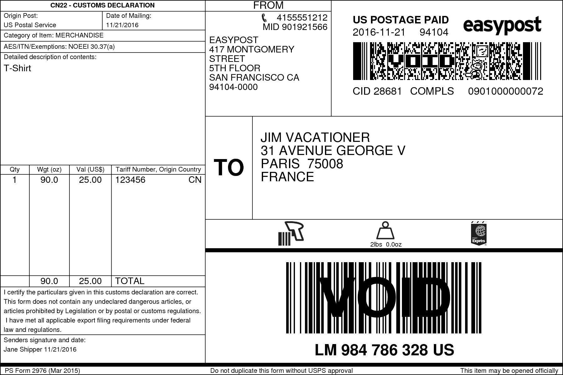 request put example express USPS  EasyPost  Guide